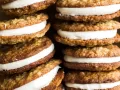 Oatmeal Cream Pies by Wood and Spoon blog. This copycat recipe is a sandwich cookie featuring soft, chewy oatmeal cookies and a simple marshmallow fluff filling. These cookies make a great treat for people who love Little Debbie snacks and are fun for kids to make too! Find the recipe and learn how to on thewoodandspoon.com .