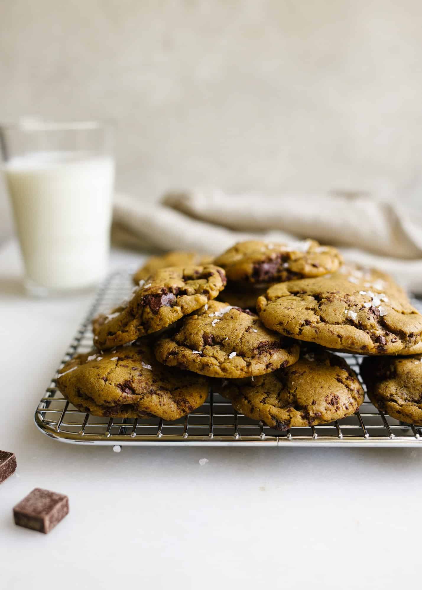 Muscovado Chocolate Chip Cookies by Wood and Spoon by Kate Wood. Dark brown sugar loaded chocolate chunk cookies with fleur de sel sea salt. These are chewy cookies with rich molasses flavor. Learn how to make these rich dessert treats on thewoodandspoon.com